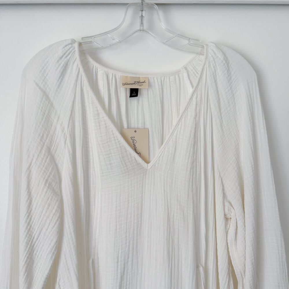 NWT Universal Thread Cotton Gauze Long Sleeve Midi Dress White - Picture 3 of 10